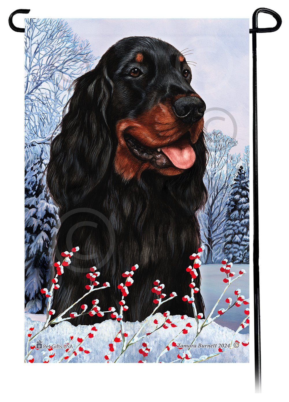 Gordon Setter Winterberries Garden Flags