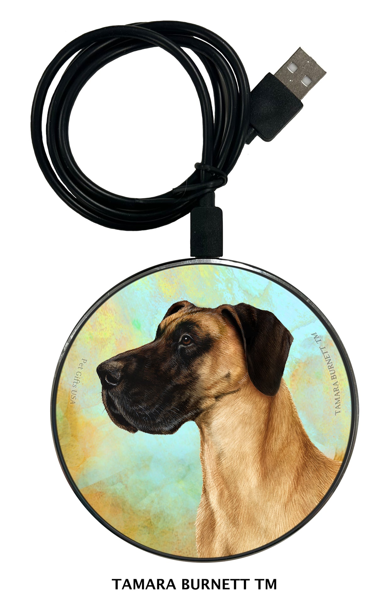 Great Dane Fawn Uncropped Zoomies Wireless Charger