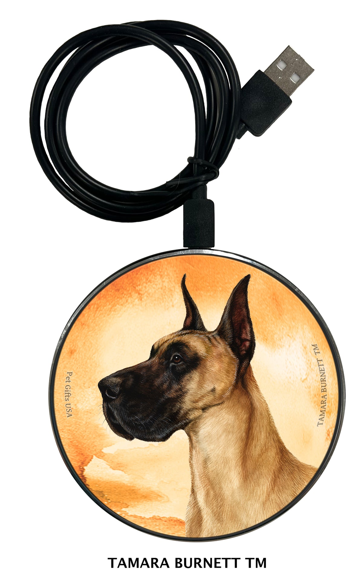 Great Dane Fawn Cropped Zoomies Wireless Charger