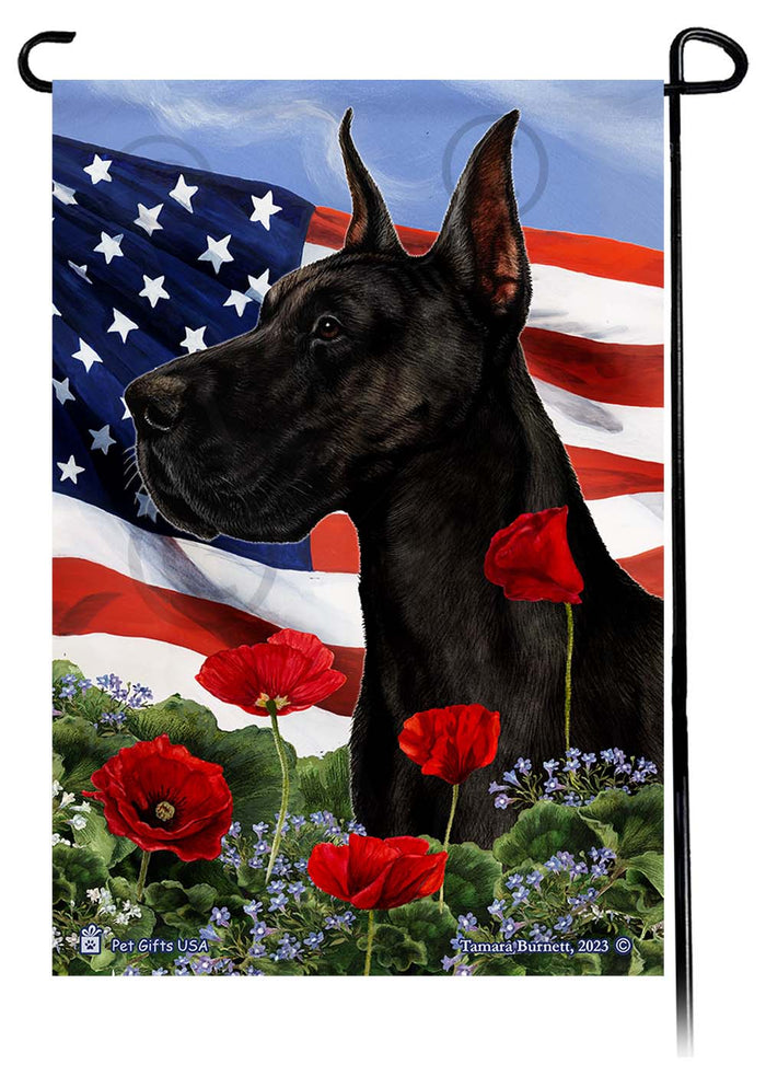 Great Dane Patriotic Flowers Garden Flags