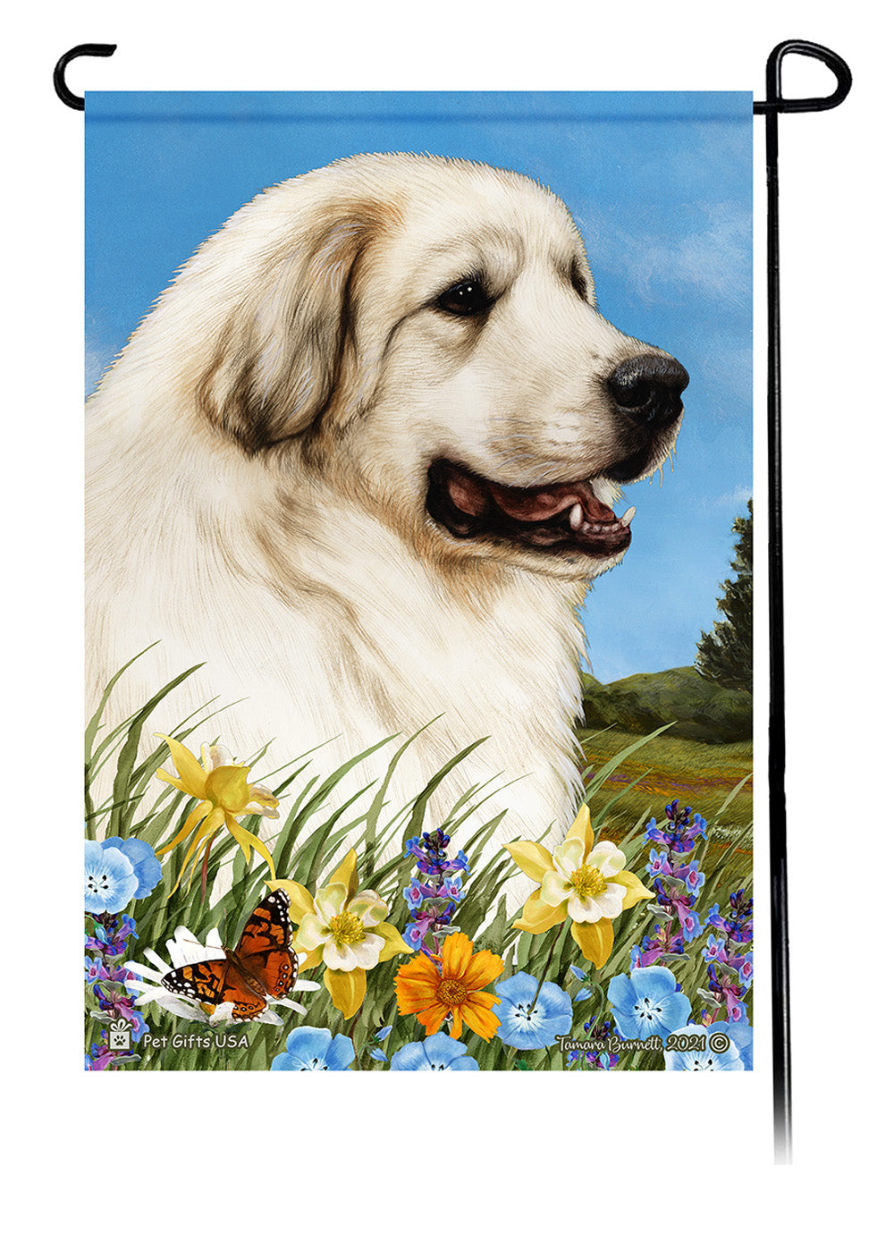 Great Pyrenees Summer Flowers Garden Flags