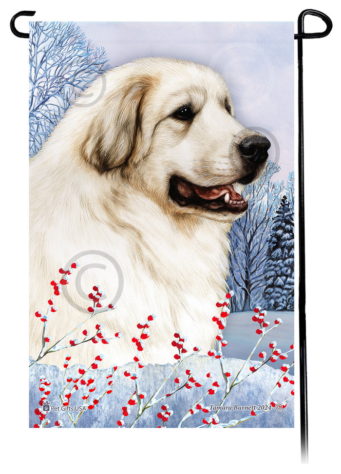 Great Pyrenees Winterberries Garden Flags