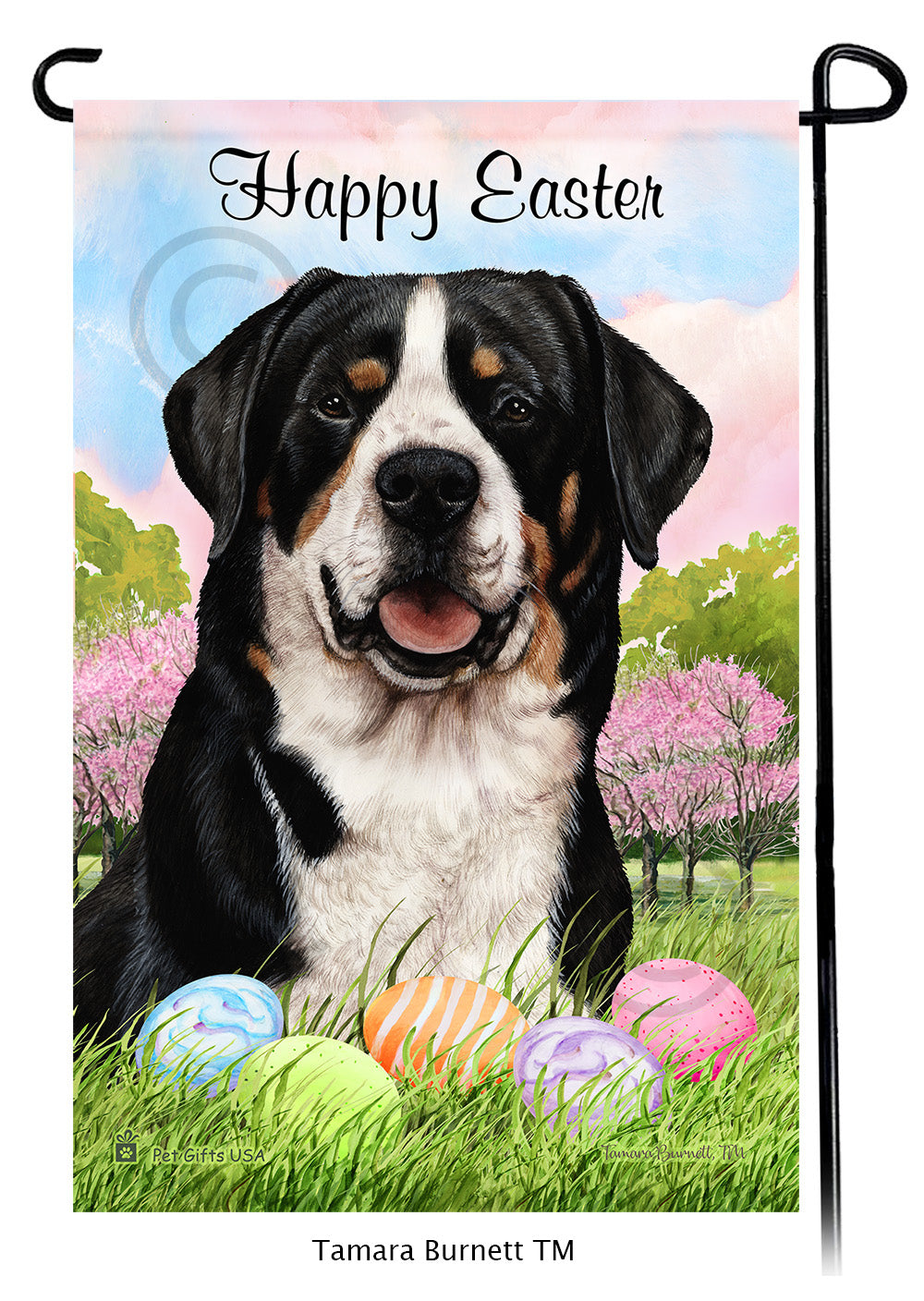 Greater Swiss Mountain Dog Happy Easter Garden Flags