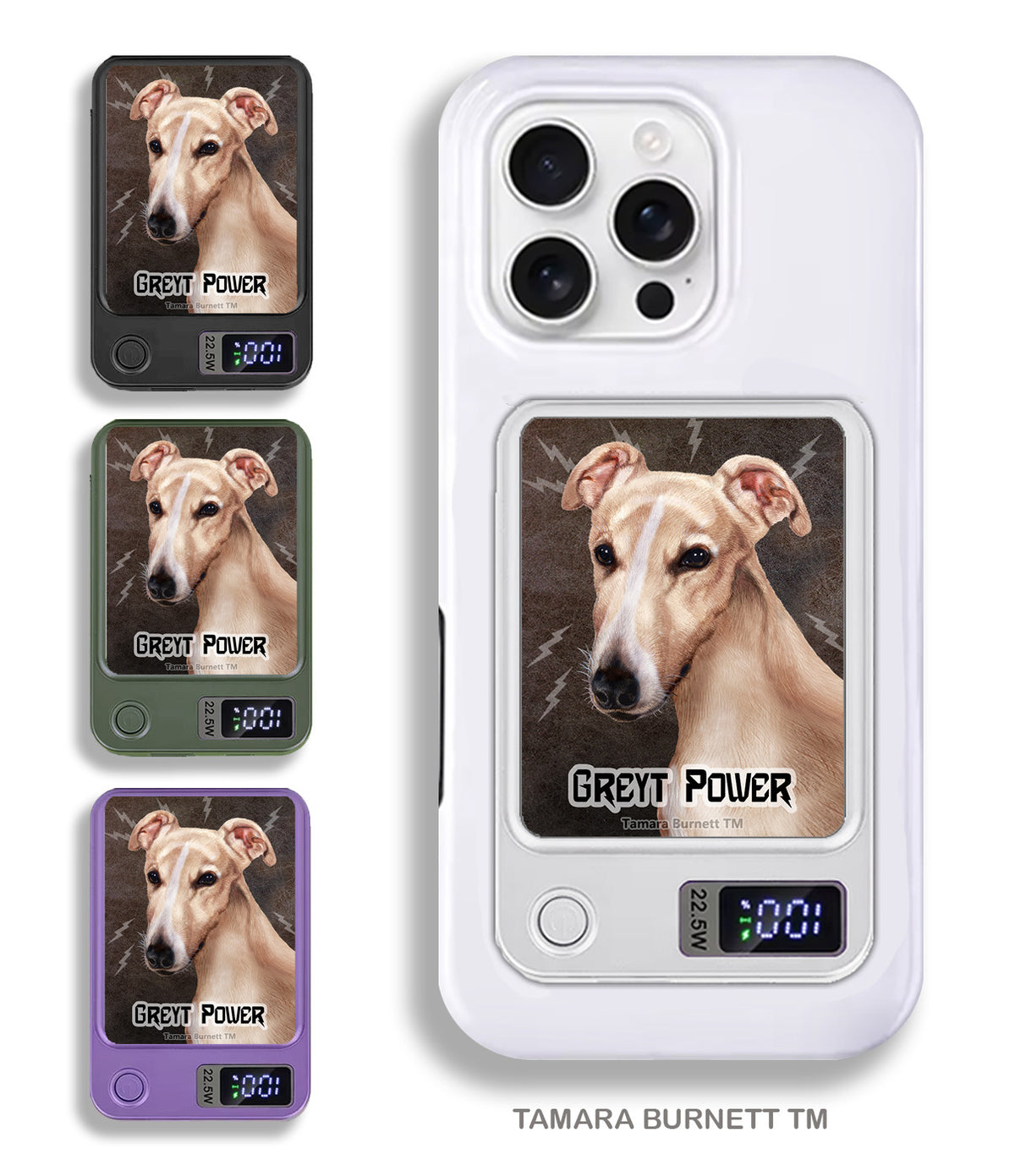Greyhound Cream and White Phone Bank Wireless Charger