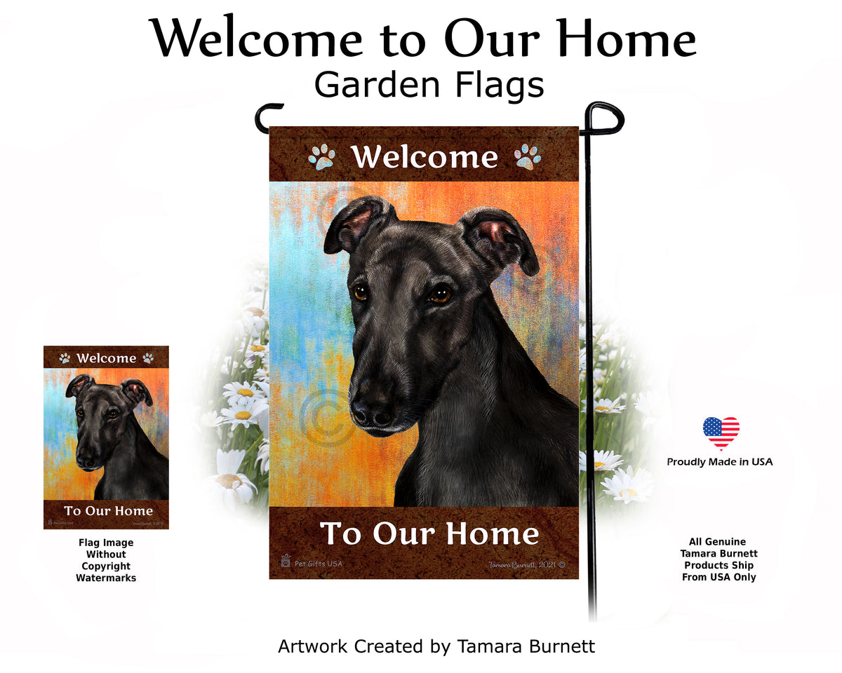 Greyhound Welcome To Our Home Garden Flags