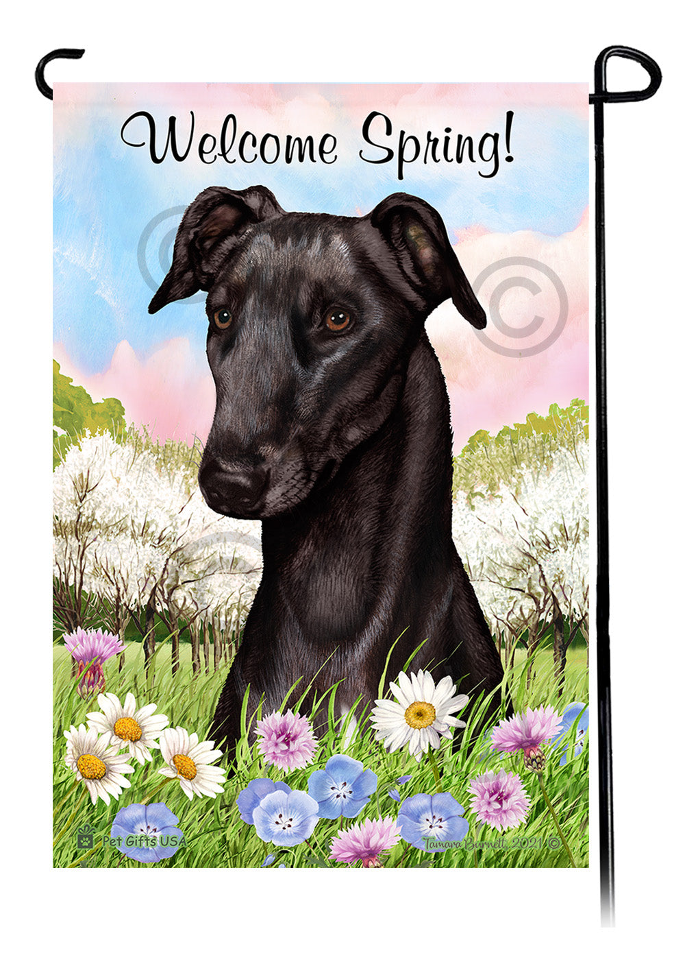 Greyhound Welcome Spring Garden Flags