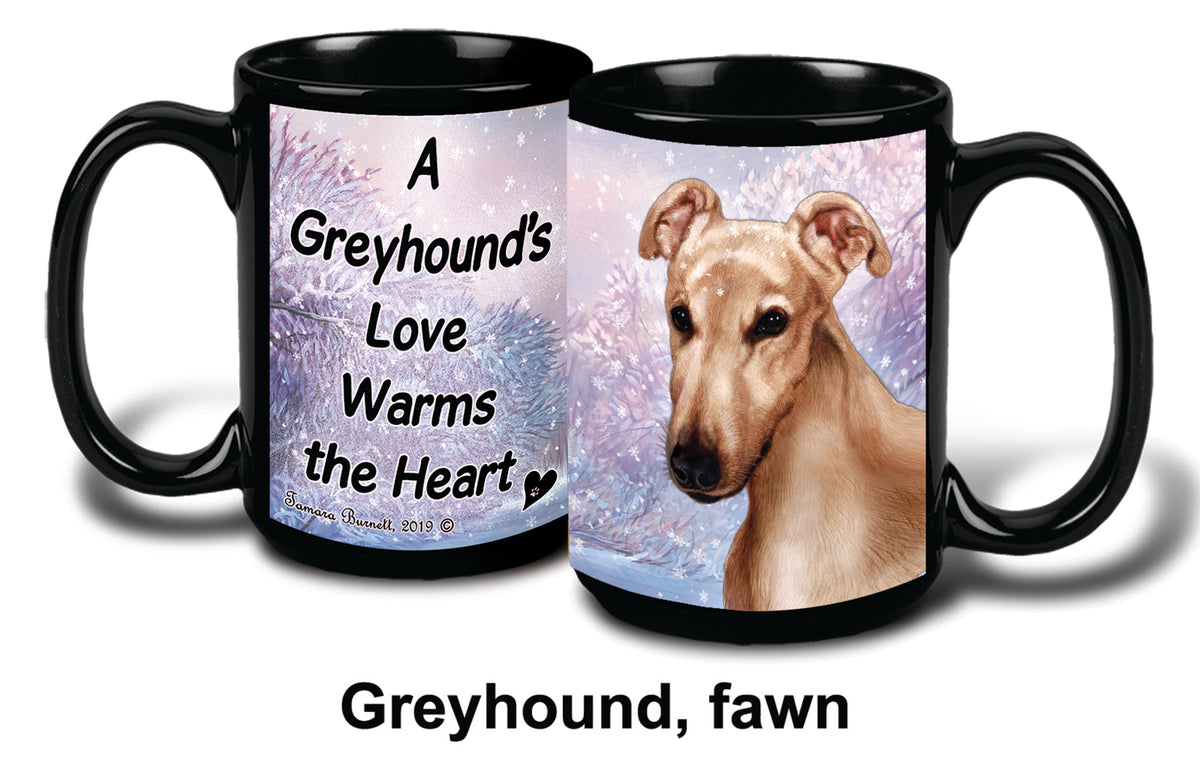 Greyhound Cream Winter Mug 15 oz