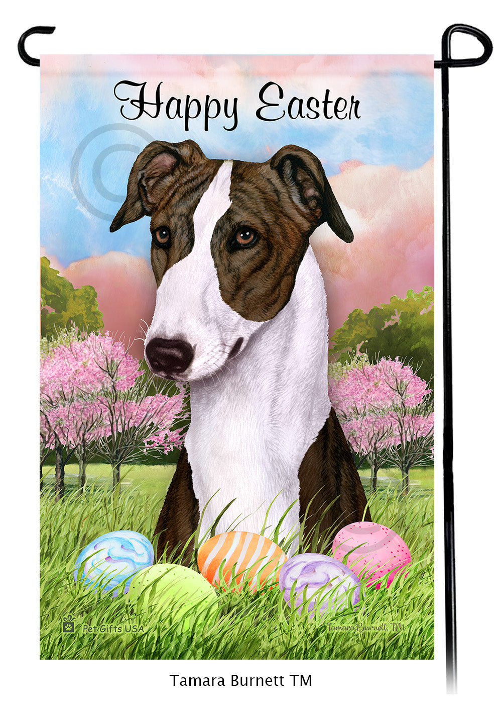Greyhound Happy Easter - Garden Flag