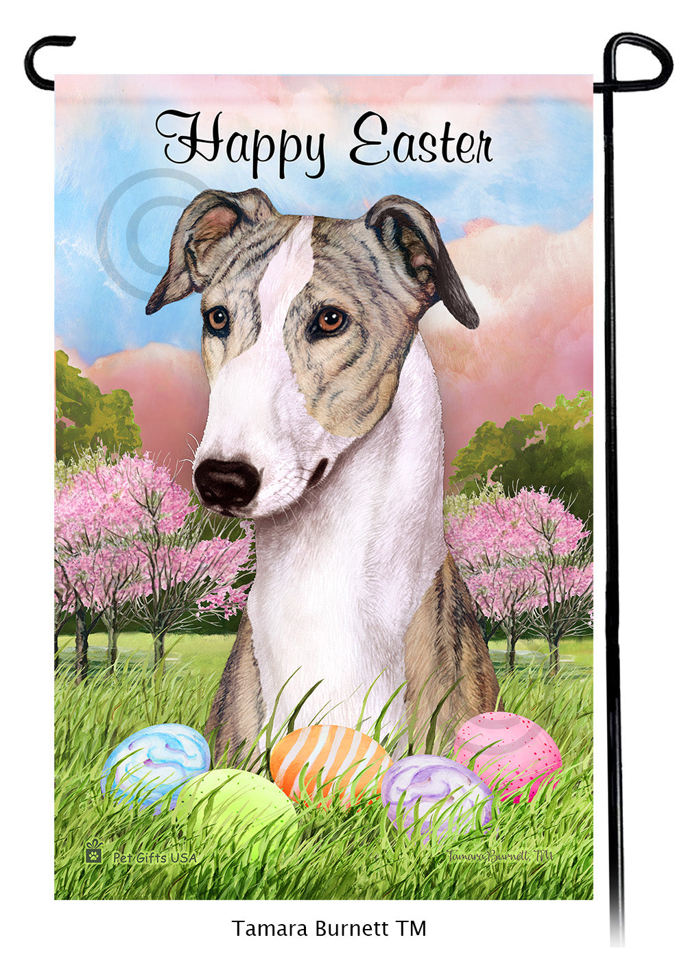Greyhound Happy Easter - Garden Flag
