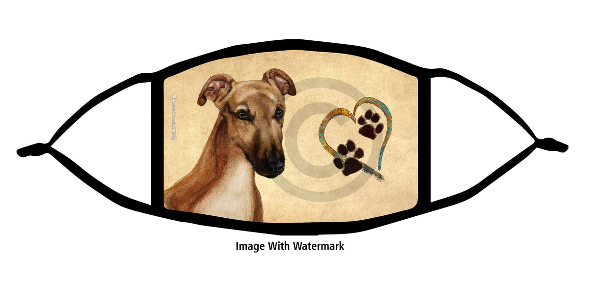 Greyhound (Fawn and White) Face Mask