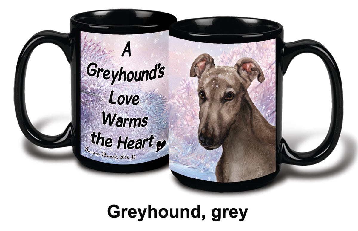 Greyhound Grey Winter Mug 15 oz