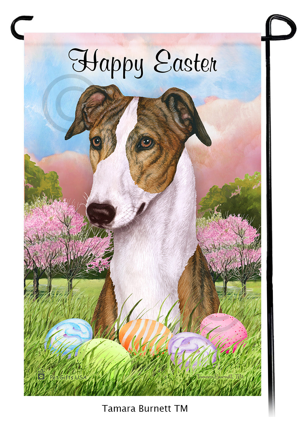 Greyhound Happy Easter - Garden Flag