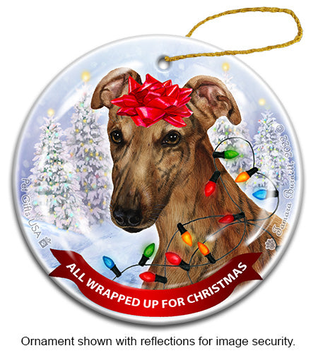 Greyhound Brindle Red Ornament