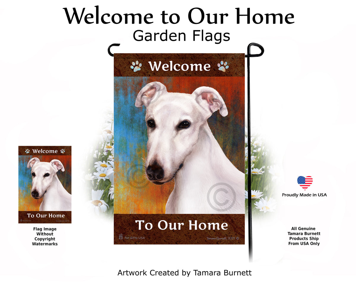 Greyhound Welcome To Our Home - Garden Flag