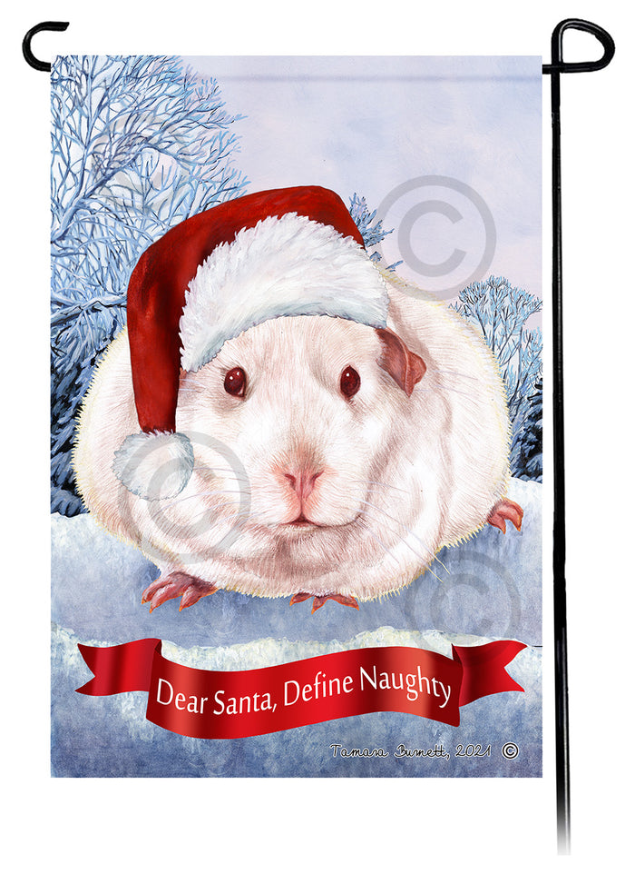 Pink Eyed White Guinea Pig Dear Santa Define Naughty Garden Flags
