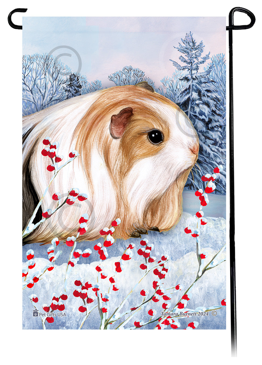 Silkie Guinea Pig Winterberries Garden Flags