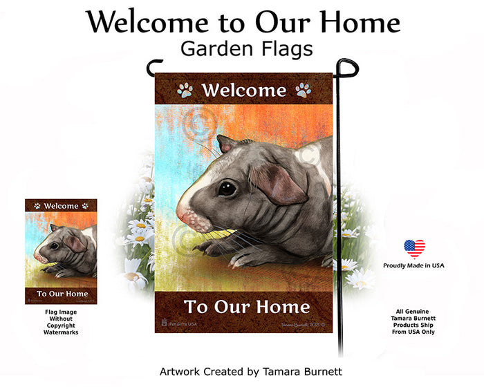 Skinny Hairless Guinea Pig Welcome To Our Home Garden Flags