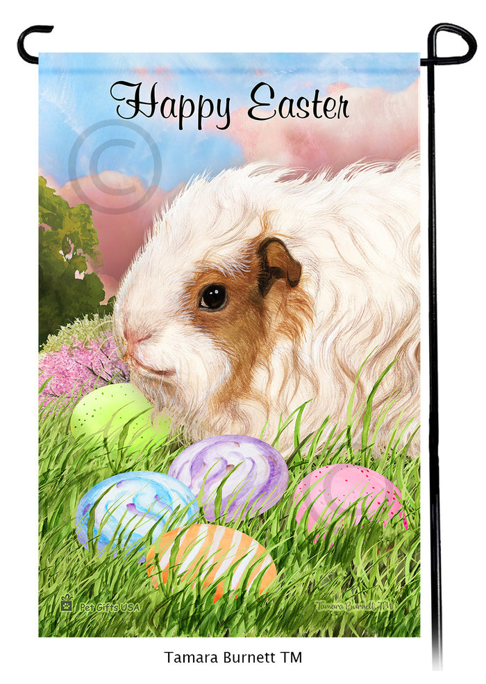 Texel Guinea Pig Happy Easter Garden Flags