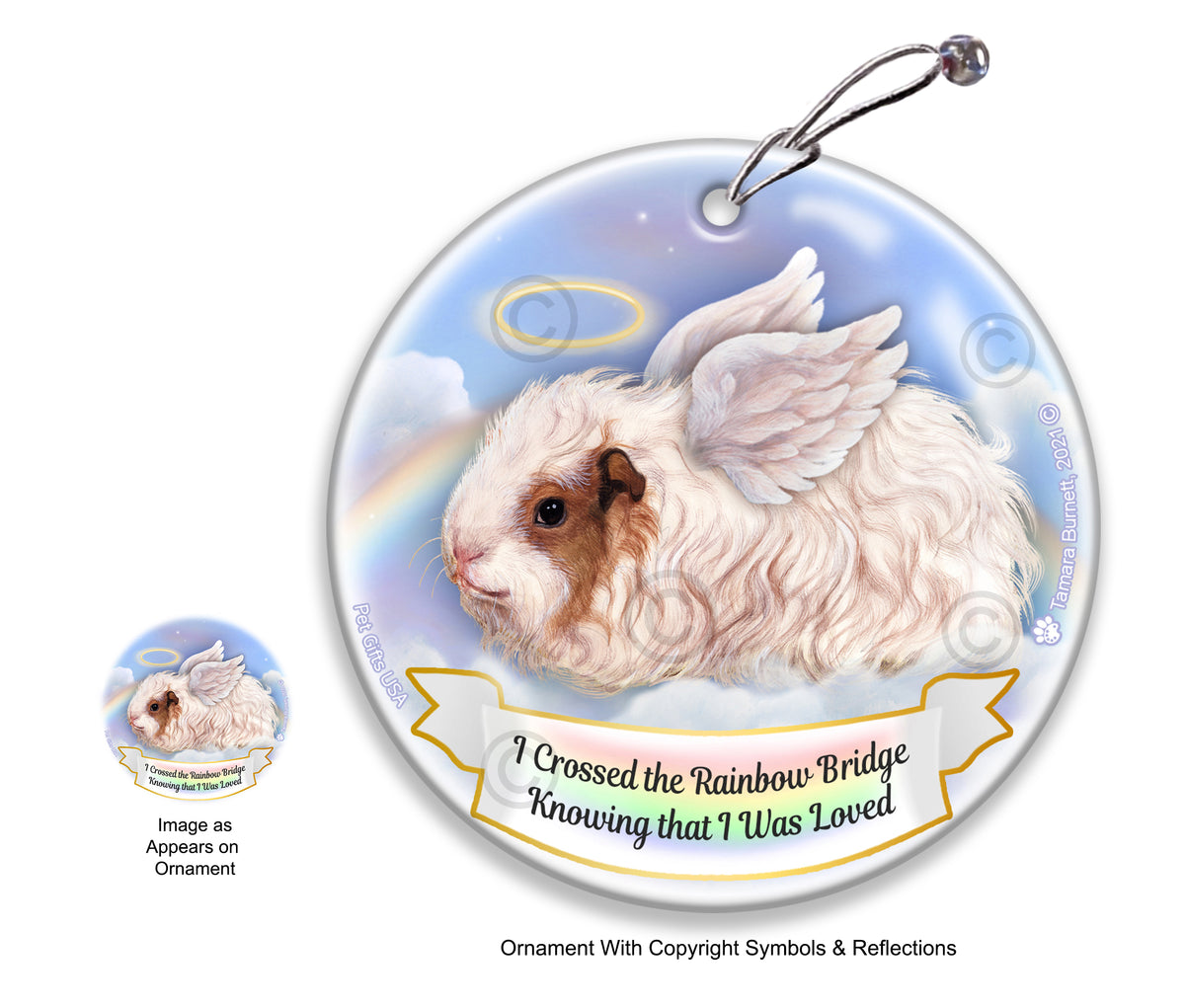 Guinea Pig Texel Rainbow Bridge Memorial Ornament