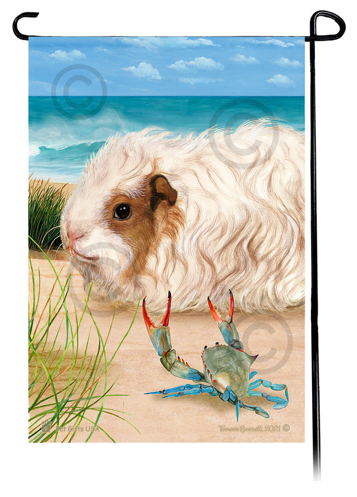 Texel Guinea Pig Summer Flowers Garden Flag