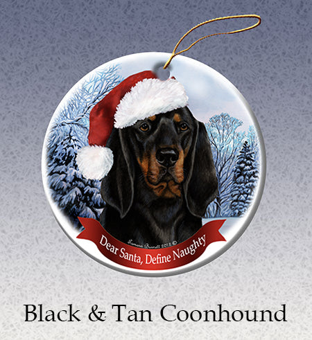 Coonhound (Black and Tan) - Dear Santa, Define Naughty Christmas Ornament