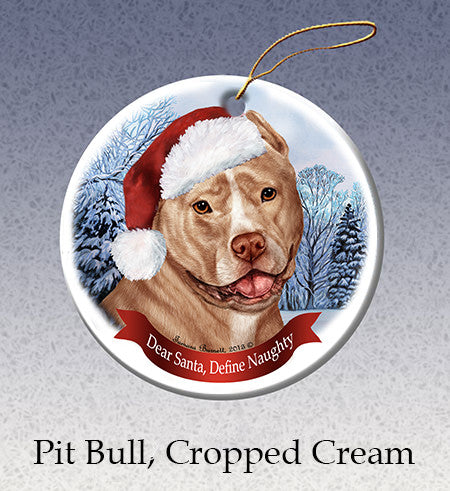 Pit Bull Cropped Cream and White Ornament
