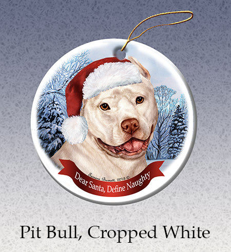 Pit Bull Cropped White Ornament
