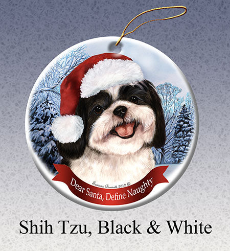 Shih - Tzu (Black and White) - Dear Santa, Define Naughty Christmas Ornament