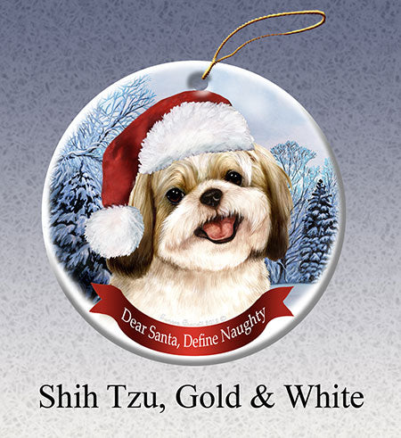 Shih - Tzu (Gold and White) - Dear Santa, Define Naughty Christmas Ornament