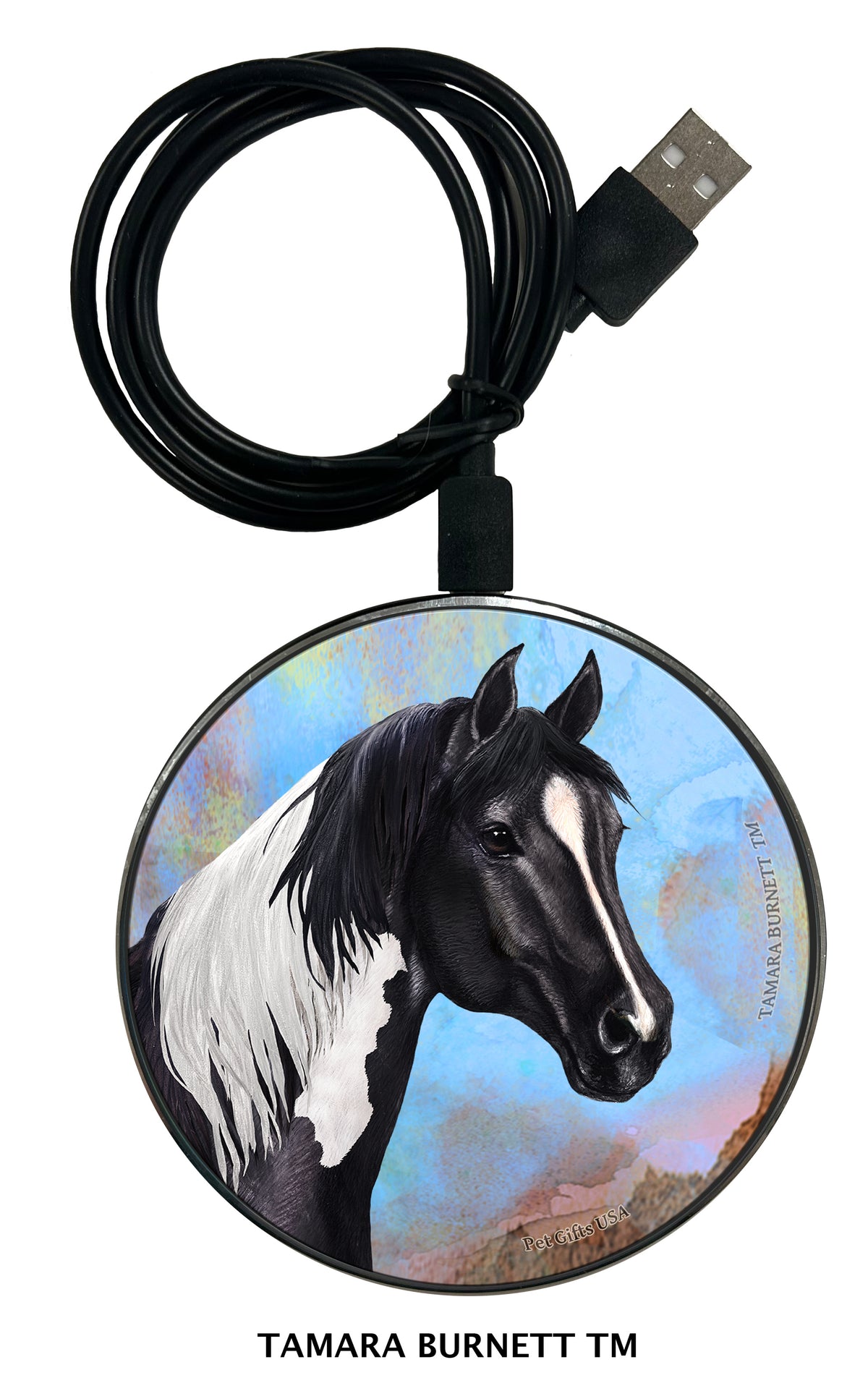 Quarter Horse Black Paint Zoomies Wireless Charger