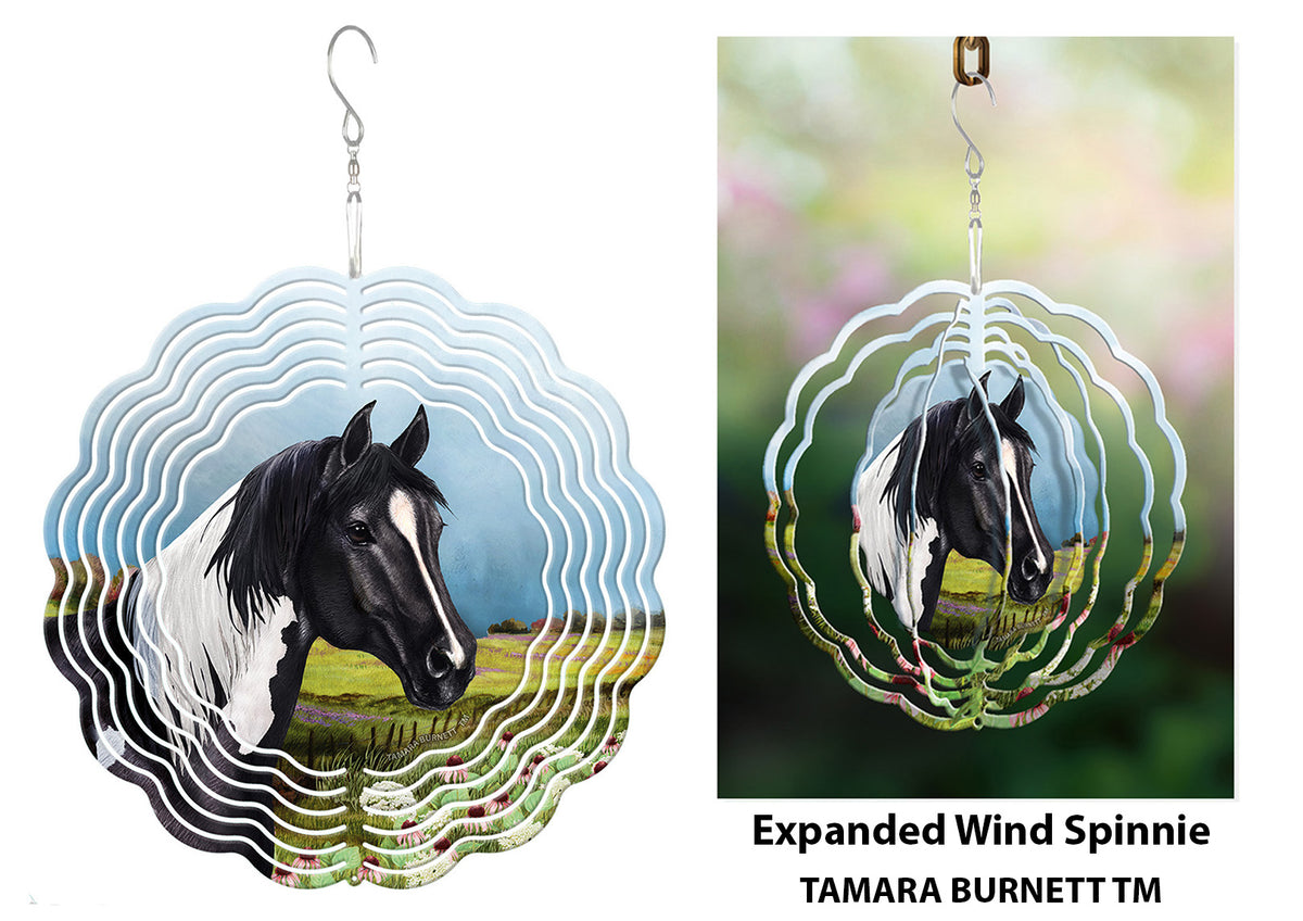 Quarter Horse Black Paint Wind Spinner