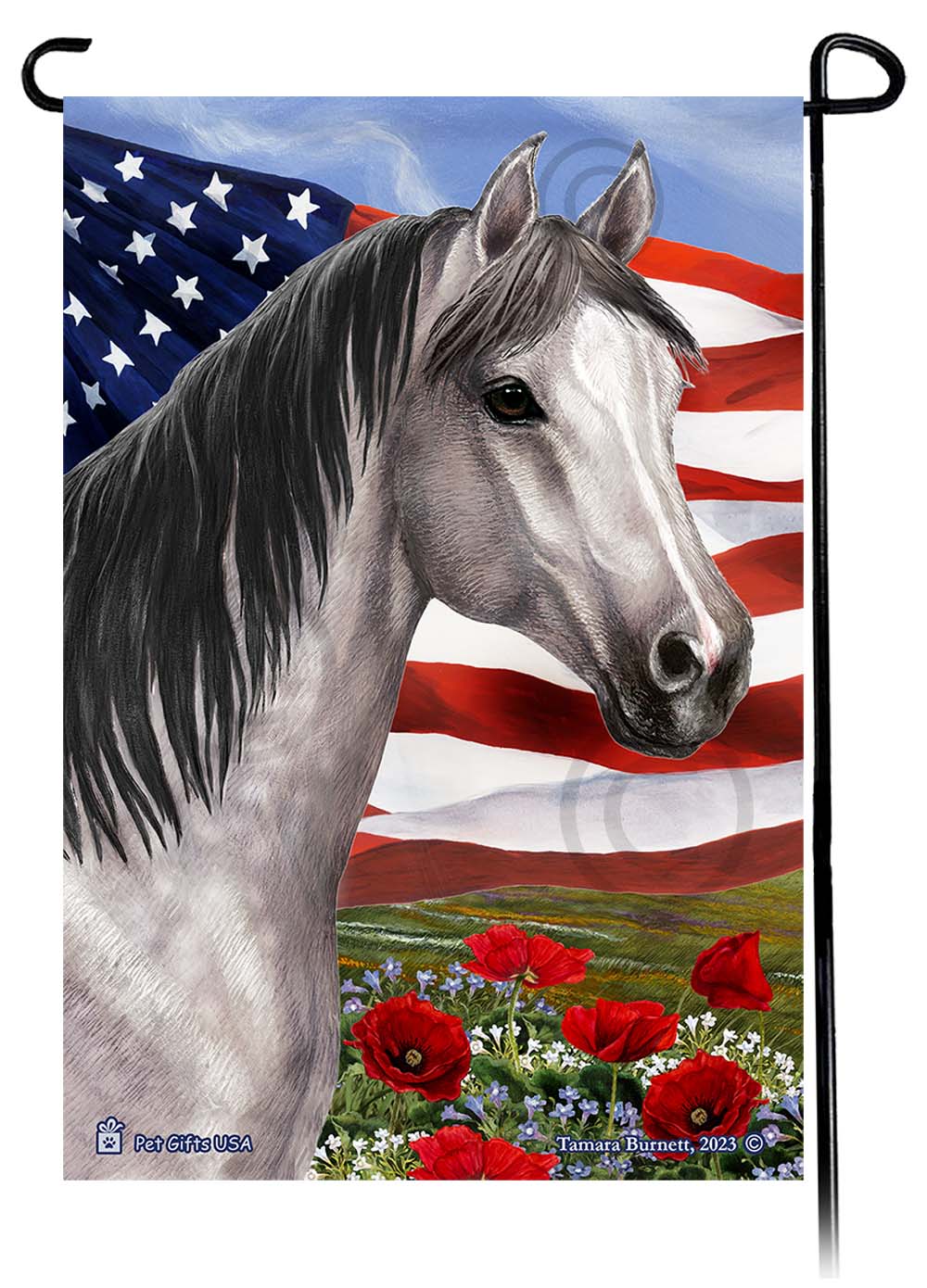 Appaloosa Horse Patriotic Flowers - Garden Flag