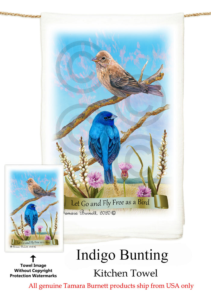 Indigo Bunting Flour Sack Towel