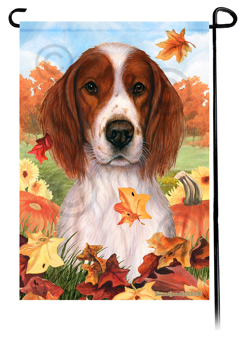 Irish Setter Falling Leaves - Garden Flag