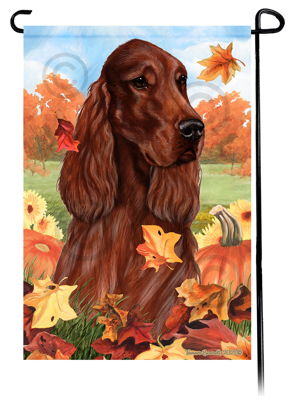 Irish Setter Falling Leaves Garden Flags