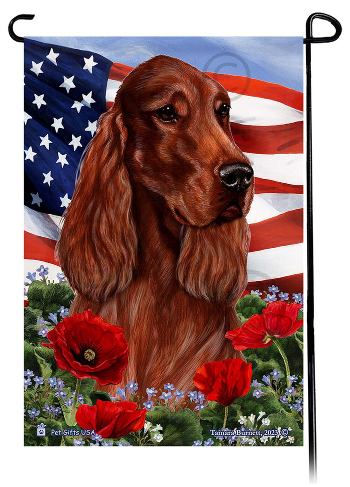Irish Setter Patriotic Flowers Garden Flags