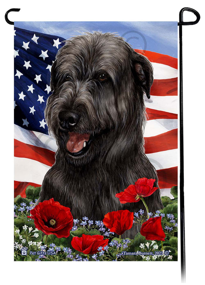 Irish Wolfhound Patriotic Flowers Garden Flags
