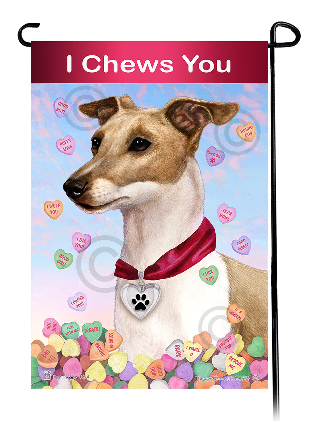 Italian Greyhound Valentine Sweetheart - Garden Flag