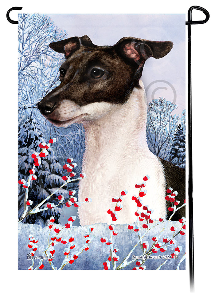 Italian Greyhound Winterberries Garden Flags