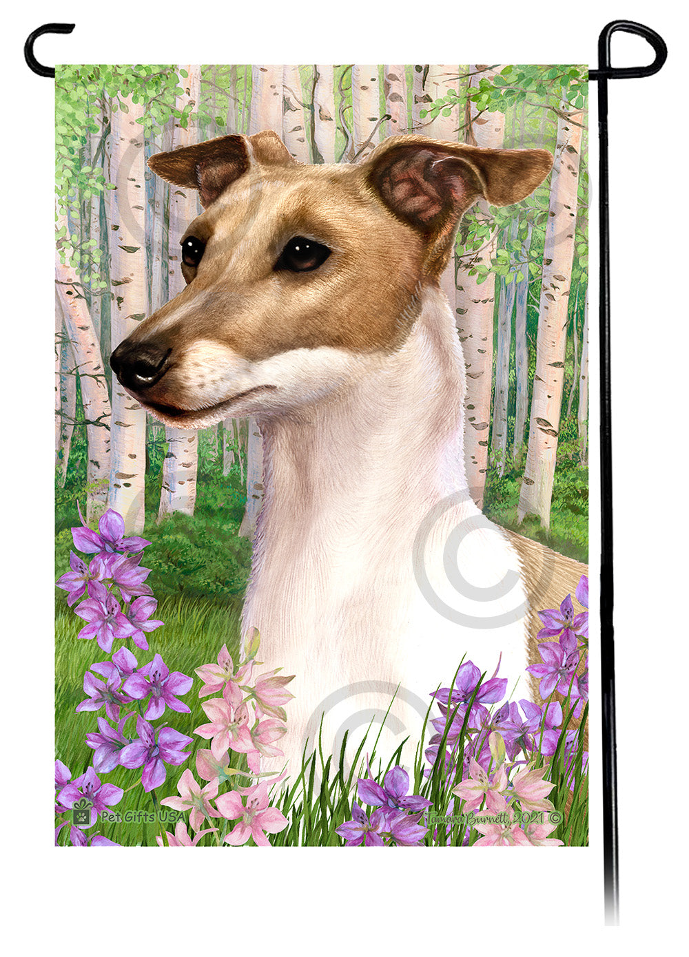 Italian Greyhound Spring Flowers - Garden Flag