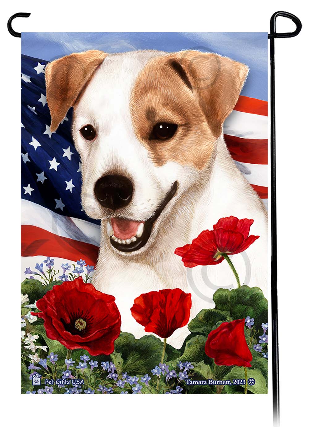 Jack Russell Terrier Patriotic Flowers - Garden Flag