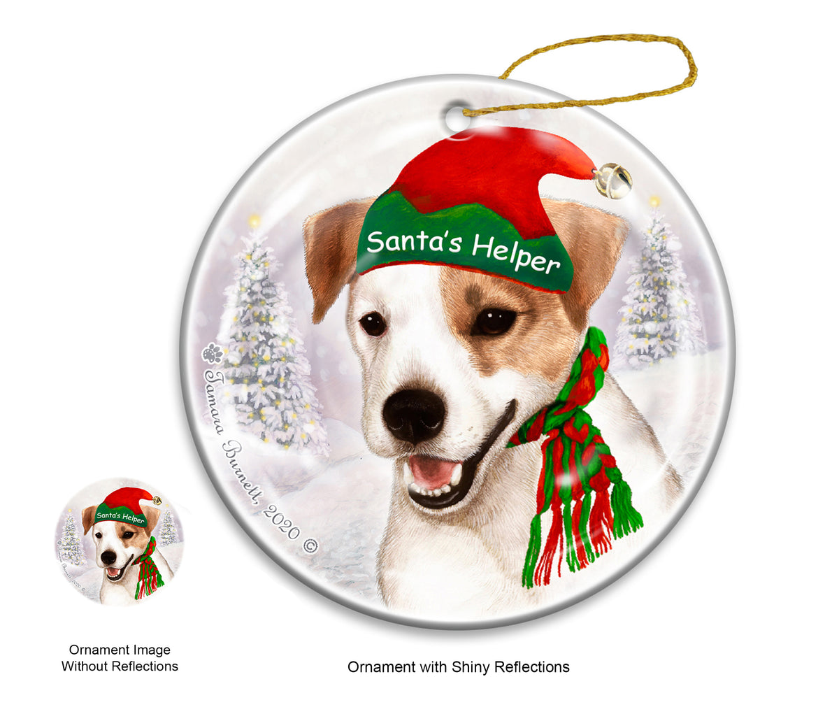 Jack Russell Tan and White Ornament