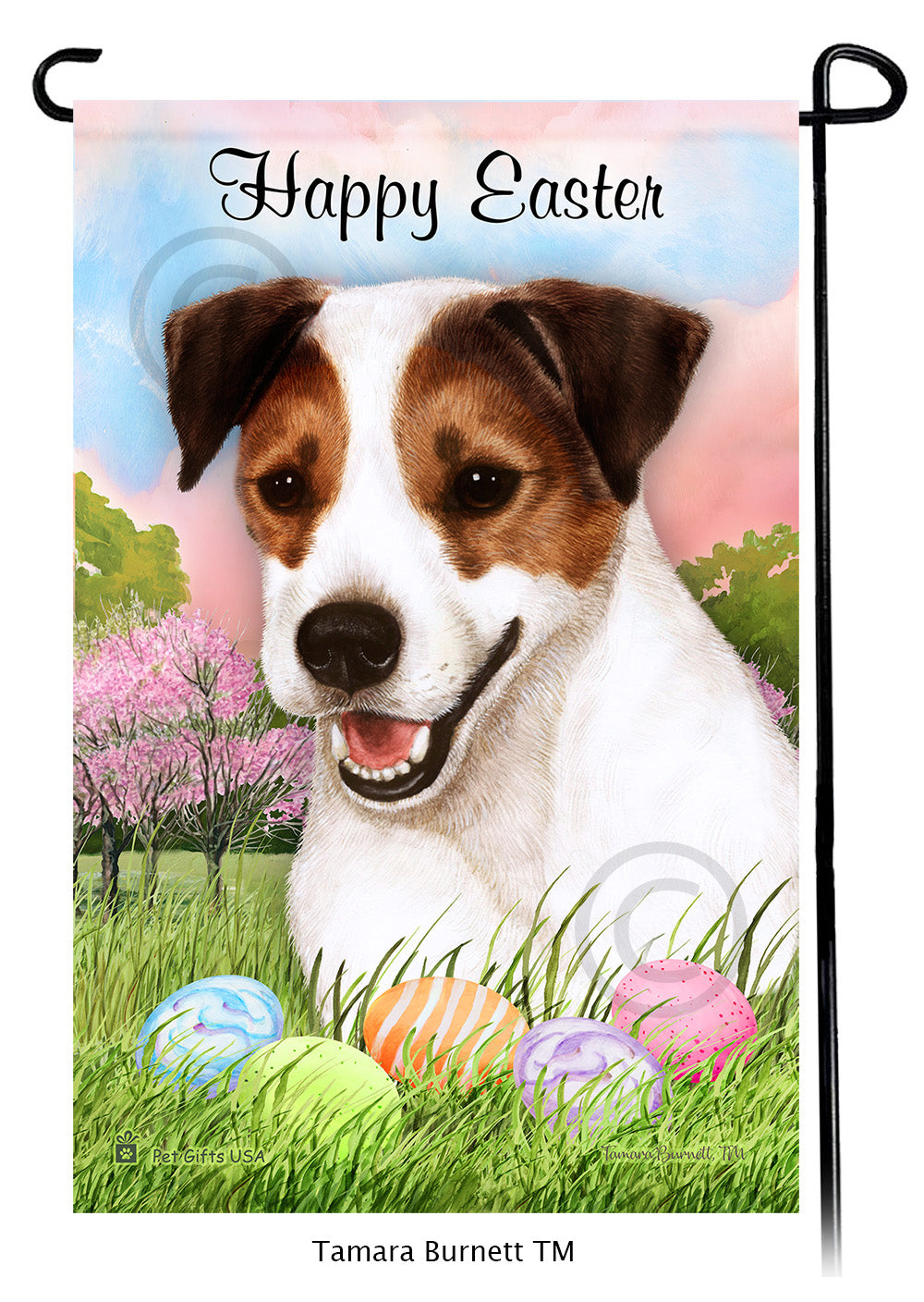 Jack Russell Terrier Happy Easter - Garden Flag