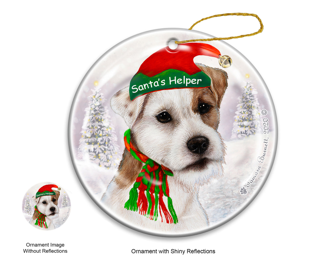Jack Russell WH Tan and White Ornament