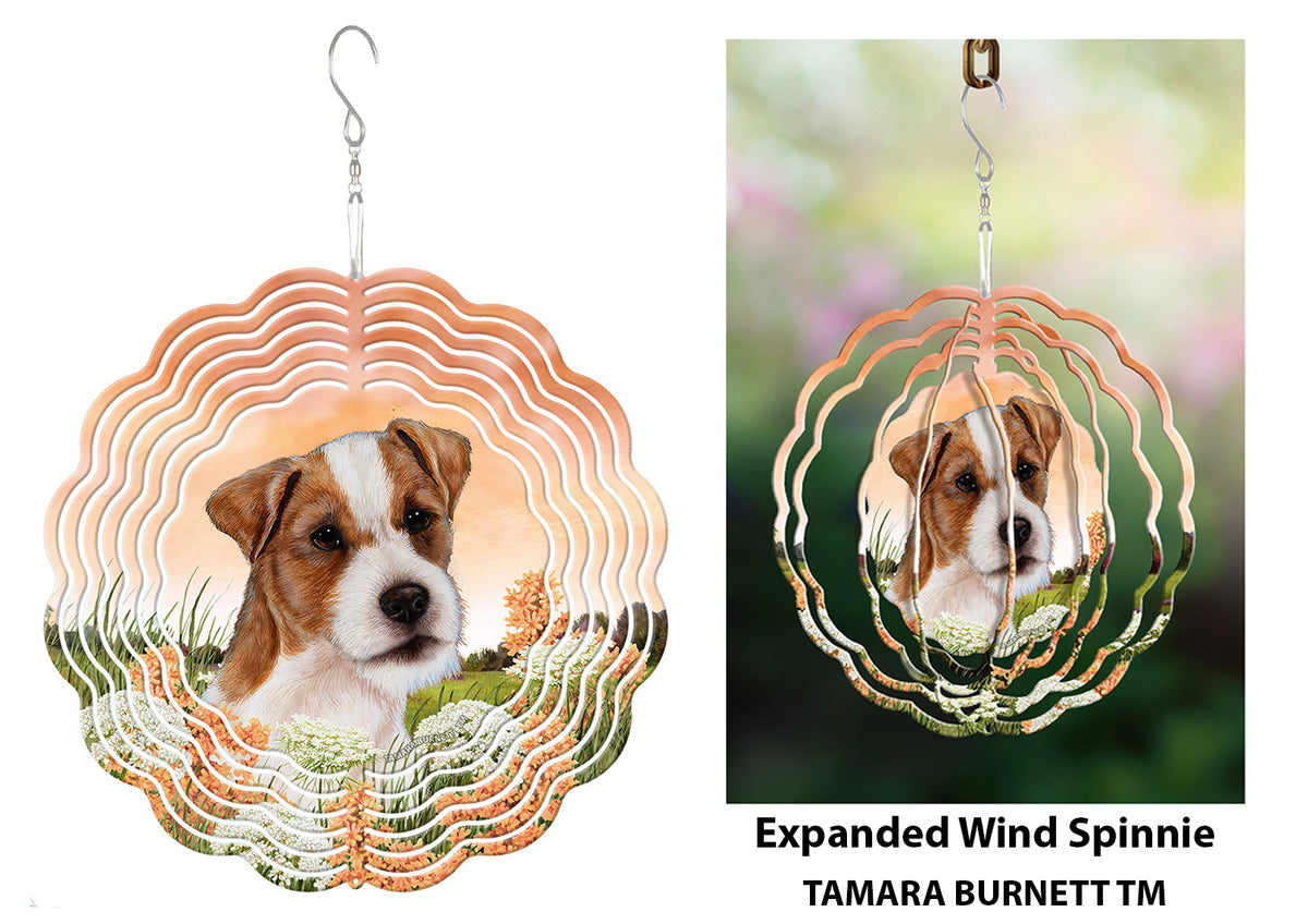 Wire-Haired Jack Russell Terrier Brown and White Wind Spinner
