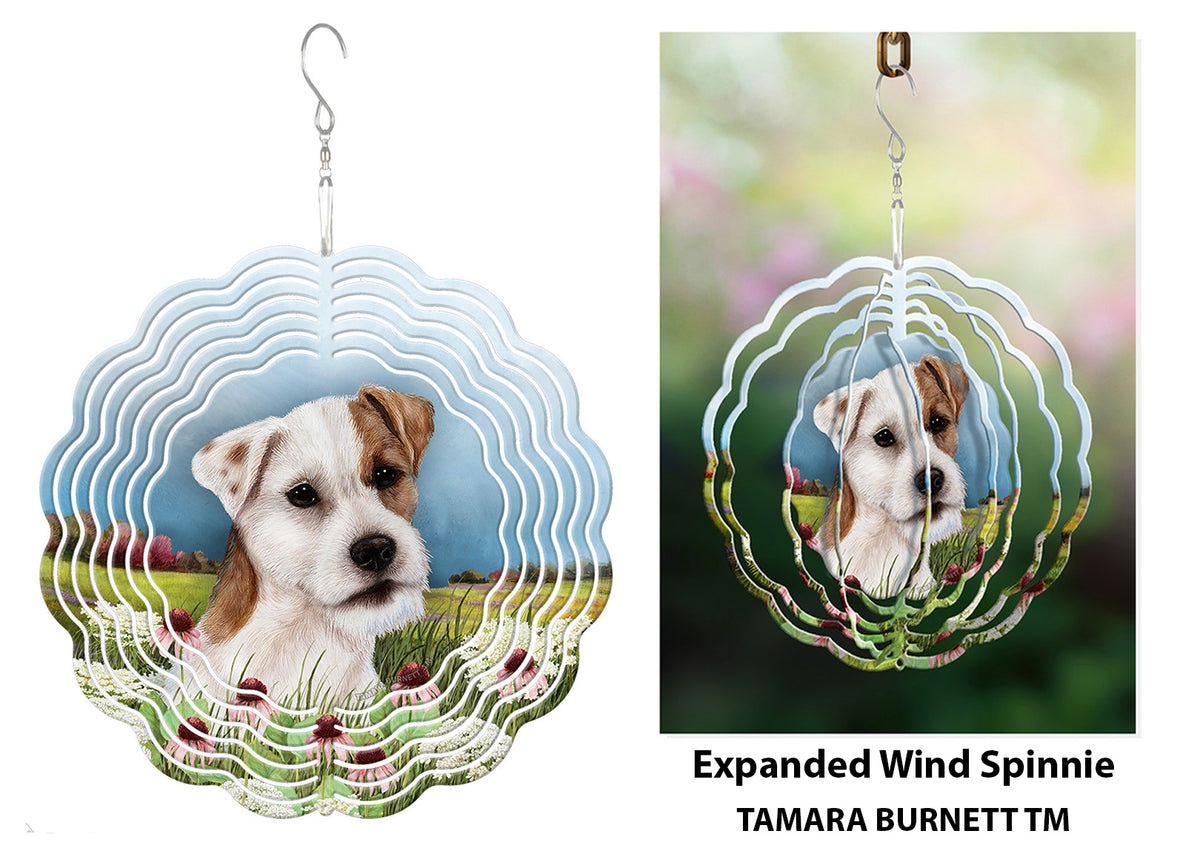 Wire-Haired Jack Russell Terrier Tan and White Wind Spinner