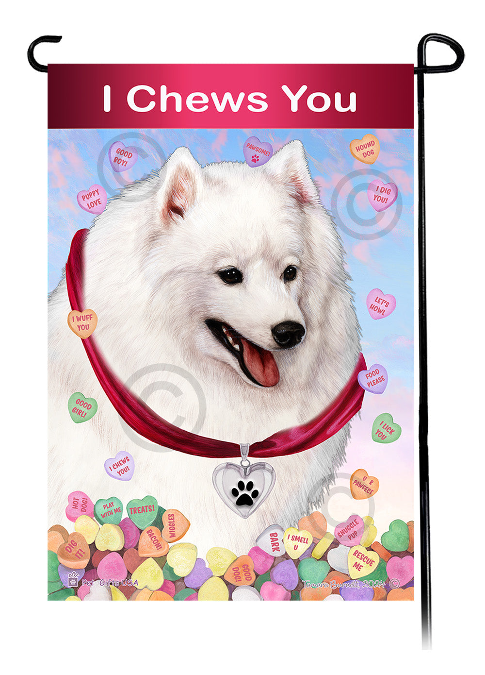 Japanese Spitz Valentine Sweetheart Garden Flags