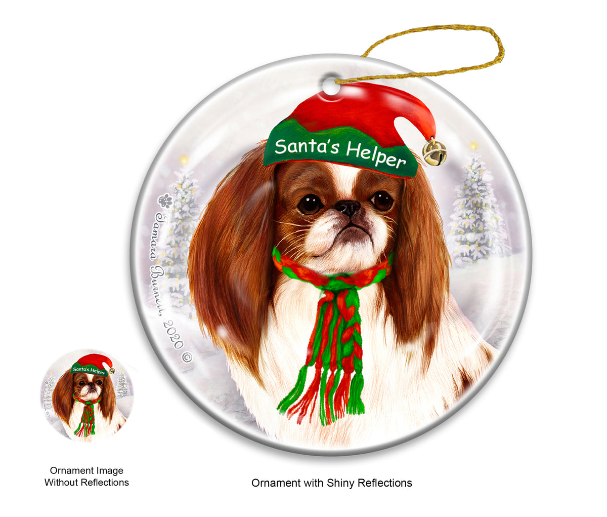 Japanese Chin Red and White Ornament