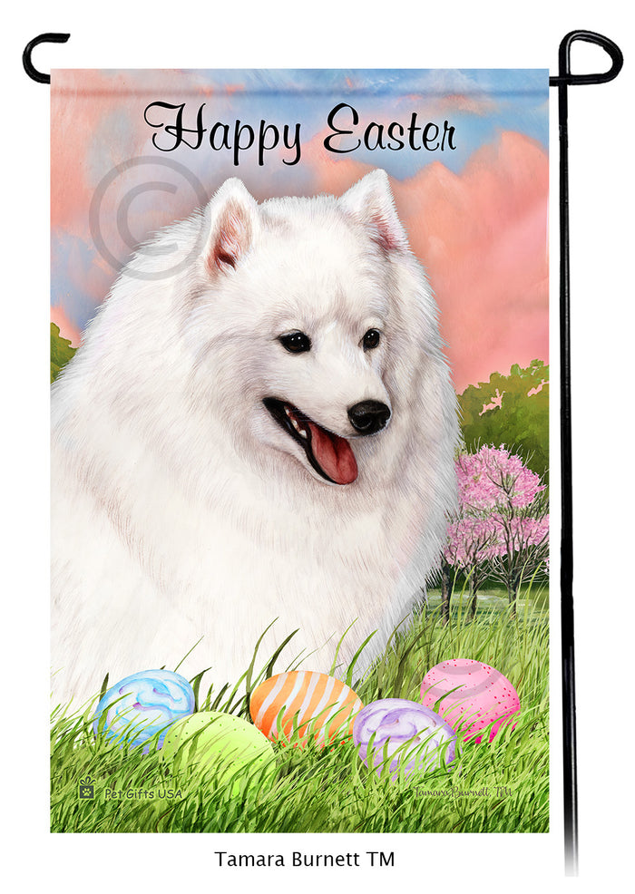 Japanese Spitz Happy Easter Garden Flags