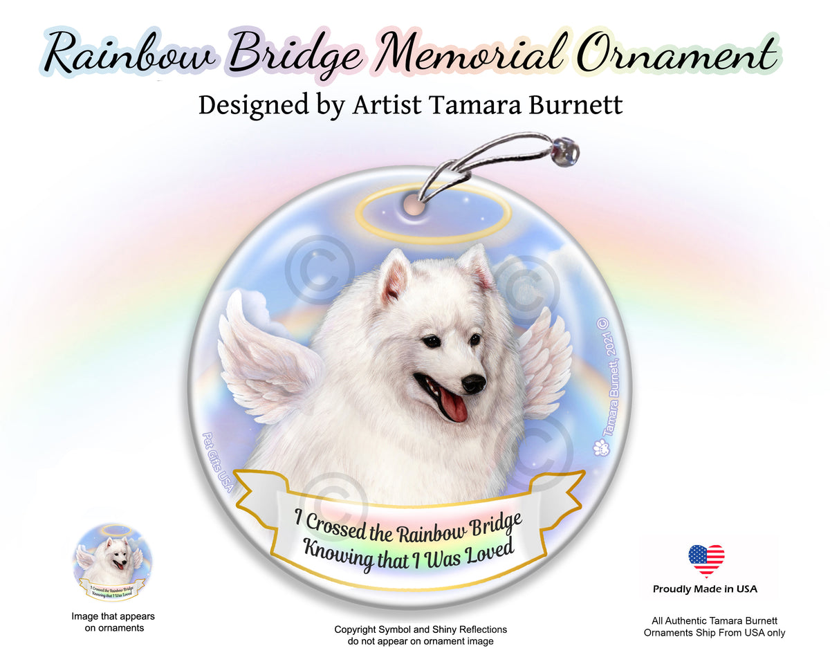 Japanese Spitz White Rainbow Bridge Memorial Ornament